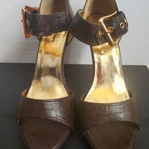 Brown leather Buckle Michael Antonio "4" inch Heels, size 10